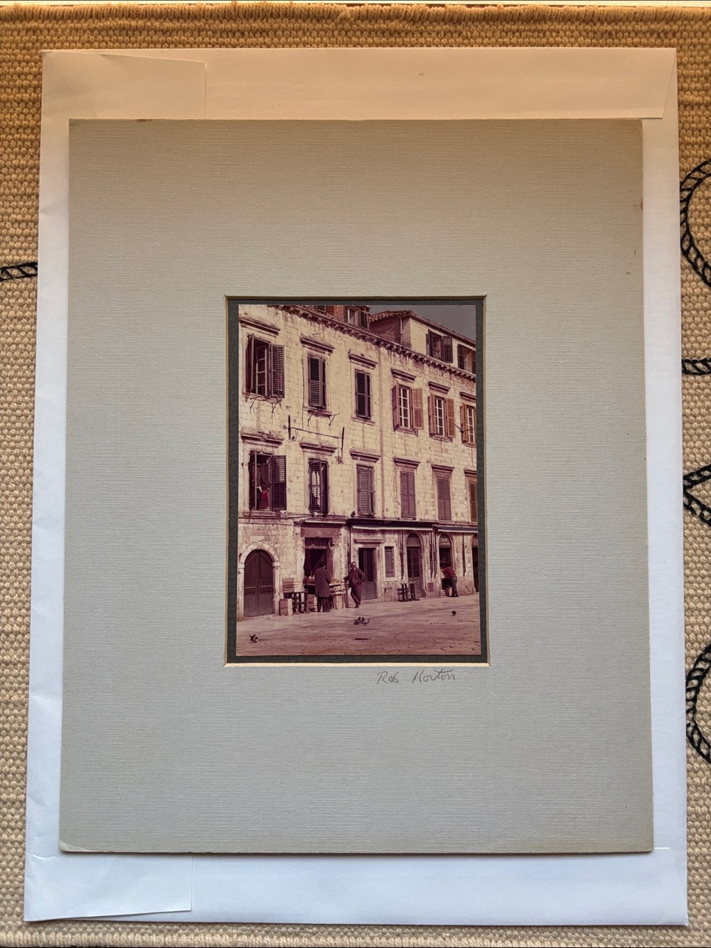 Vintage European Street Architecture Photography Print in Cream and Beige by